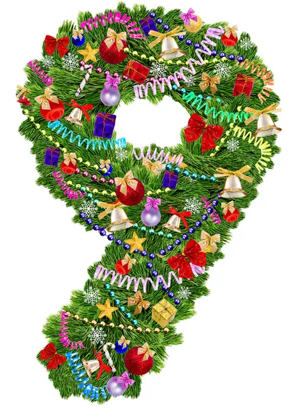 Number 9. Christmas tree decoration — Stock Photo, Image