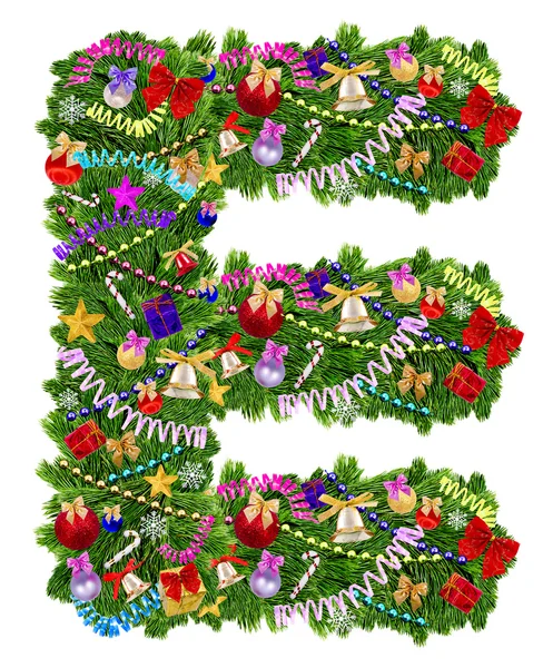 Brief e. kerstboom decoratie — Stockfoto