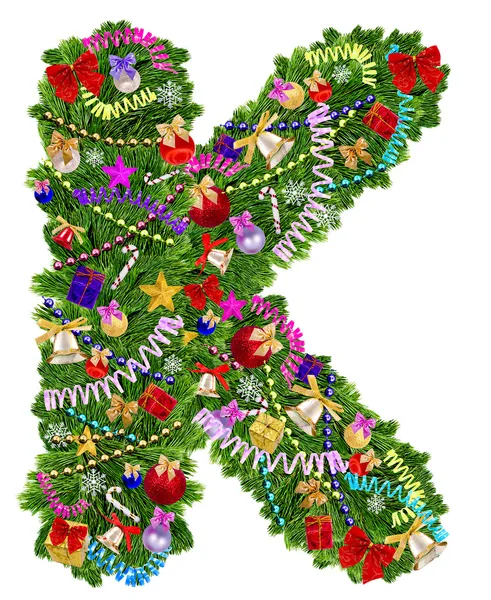 Letter K. Christmas tree decoration — Stock Photo, Image