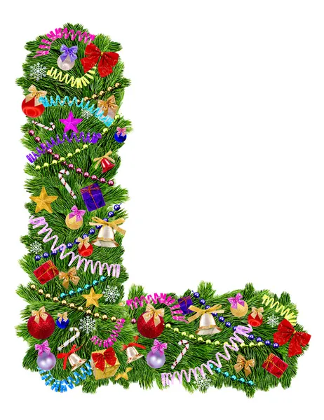 Brief l. kerstboom decoratie — Stockfoto