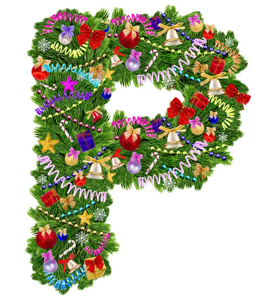 Letter P. Christmas tree decoration — Stock Photo, Image