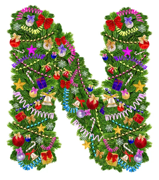 Letter N. Christmas tree decoration — Stock Photo, Image