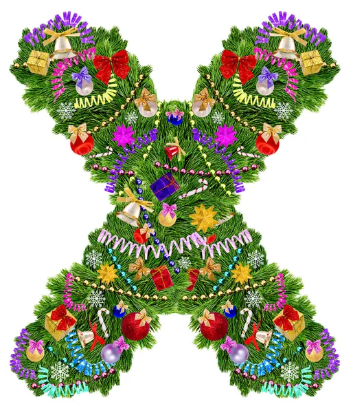 Letter X. Christmas tree decoration — Stock Photo, Image