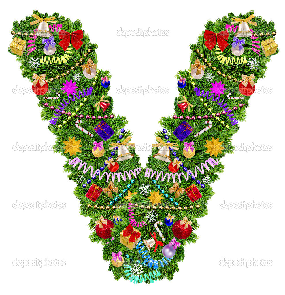 Letter V. Christmas tree decoration — Stock Photo © Byelikova #14622529