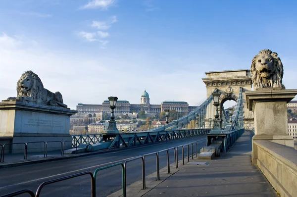 View of a chain bridge in Budapest — Stock Photo, Image