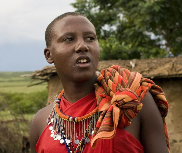 Maasai in traditional clothes — Stock Photo, Image