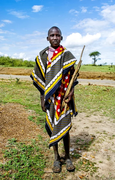 Teenager Maasai in traditional clothes