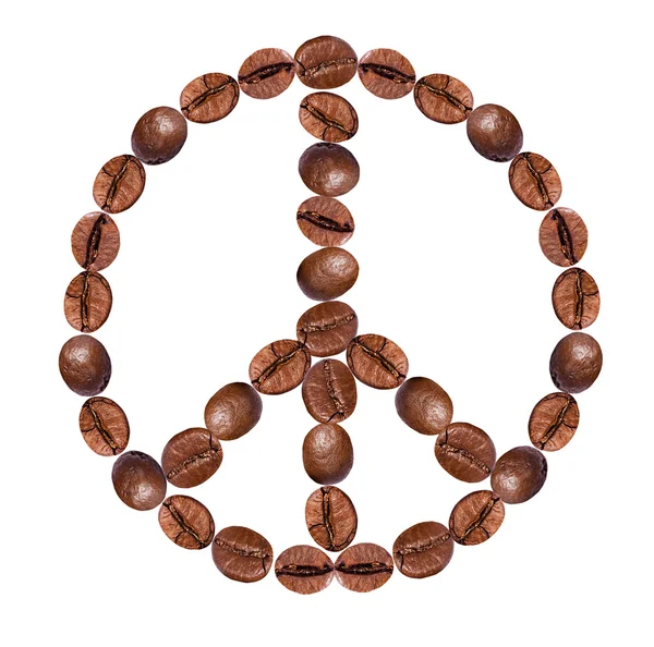 Peace sign from coffee on white background. — Stock Photo, Image