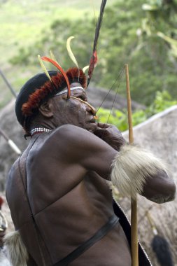 geleneksel giysiler içinde bir Papua kabilesinin savaşçı