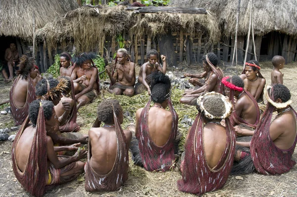 Женщины папуасского племени в традиционной одежде и окраске — стоковое фото