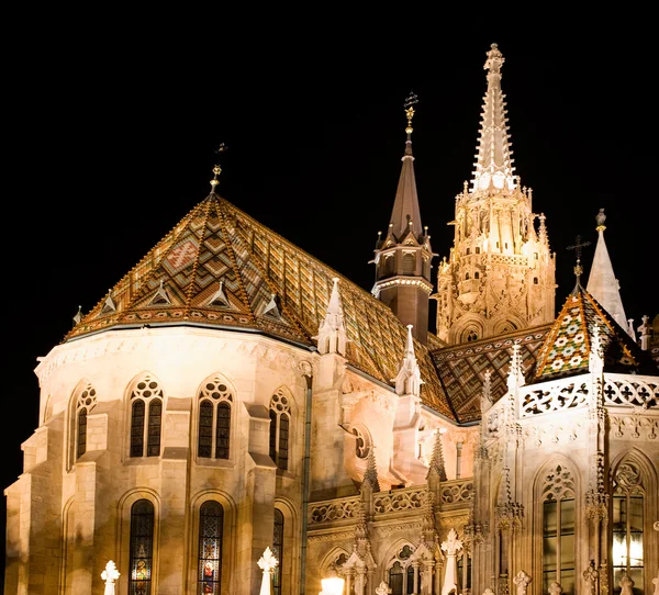 Fisherman's bastion éjszakai nézetet, budapest — Stock Fotó