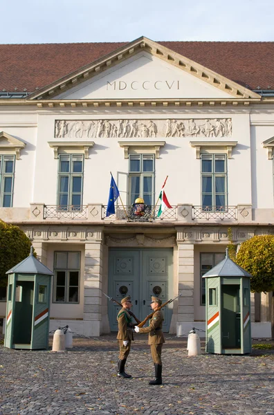 Bewachung des Präsidentenpalastes in Budapest — Stockfoto