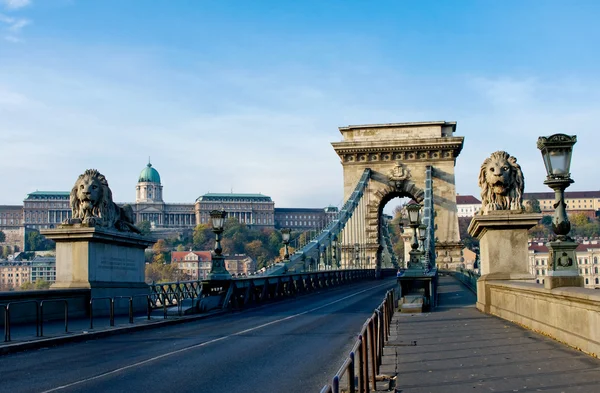 Die kettenbrücke über die donau in budapest — Stockfoto