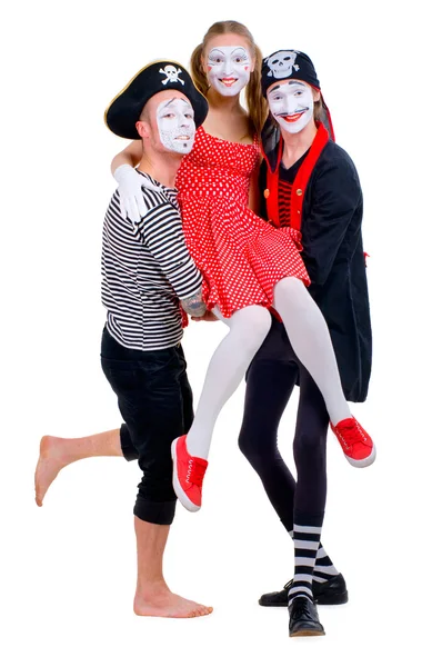 Retrato engraçado de mimes — Fotografia de Stock