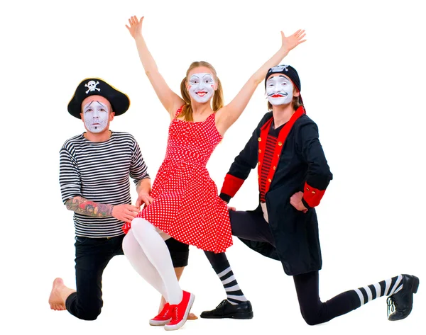 Retrato engraçado de mimes — Fotografia de Stock