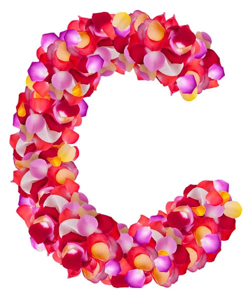 Letter C made from colorful petals rose — Stock Photo, Image