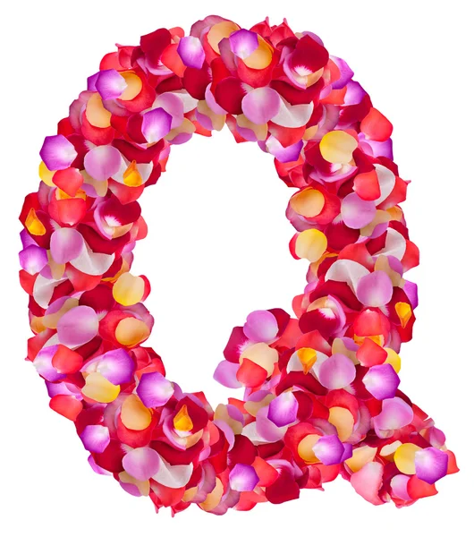 Letter Q made from colorful petals rose — Stock Photo, Image