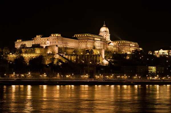 Замок Буда спостерігається по Дунаю — стокове фото