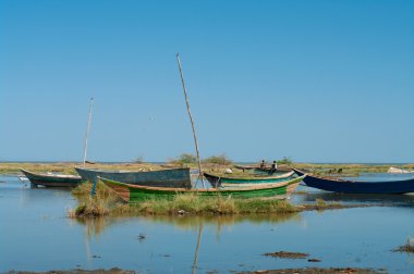 Turkana Gölü ', kenya, Afrika geleneksel balıkçı tekneleri
