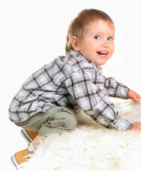 Happy joyful beautiful little boy — Stock Photo, Image