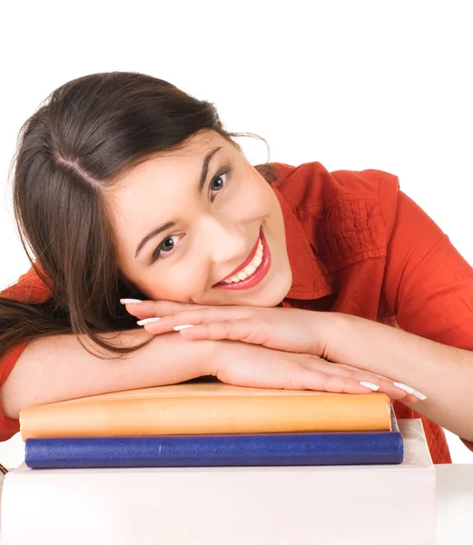 Chica estudiante sonriente con sus libros —  Fotos de Stock