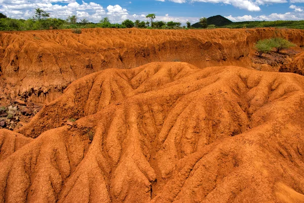 Toprak erozyonu, kenya ile peyzaj — Stok fotoğraf