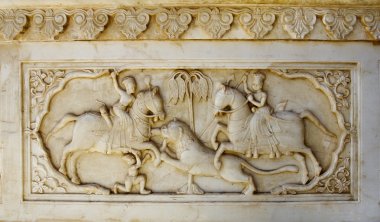 detaylı oyma kabartma, jaipur, rajasthan, Hindistan gatore kı chhatriyan.