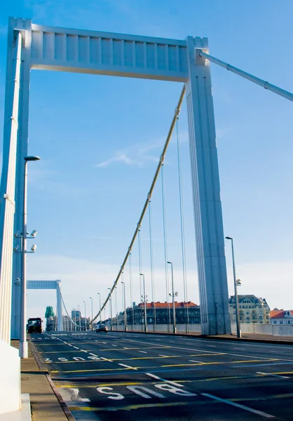 伊丽莎白大桥横跨在布达佩斯的多瑙河 — 图库照片