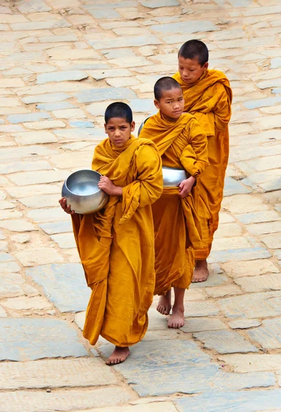 Bhaktapur의 작은 불교 승려 들 — 스톡 사진