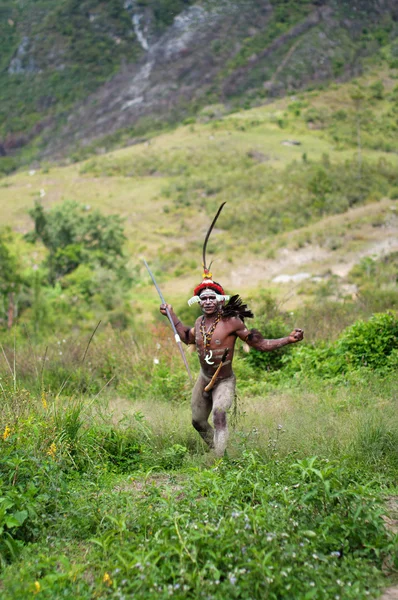 Πολεμιστές της Παπούα φυλής — Φωτογραφία Αρχείου