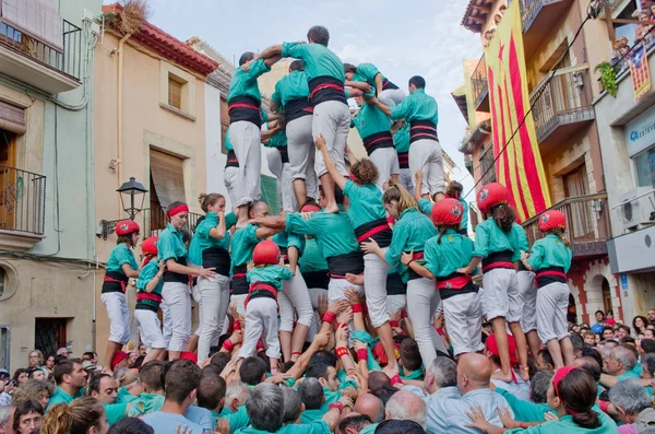 Wydajność Castells w torredembarra, Katalonia — Zdjęcie stockowe