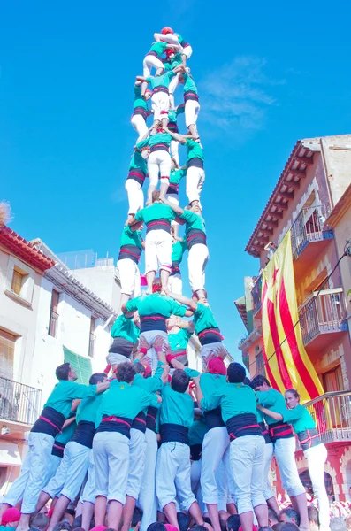 Castells Performance in Torredembarrassa, Catalonia — стоковое фото