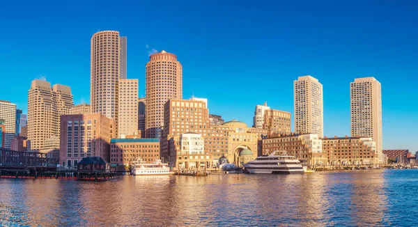 Weergave Van Financial District Haven Van Boston Bij Zonsopgang Massachusetts — Stockfoto