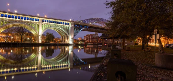 Downtown Skyline Detroit Superior Bridge Officieel Bekend Als Veterans Memorial — Stockfoto