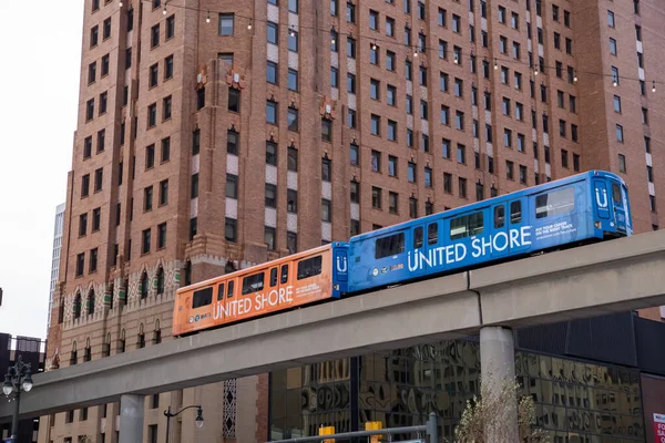 美国密歇根州底特律 2018年11月23日 底特律人车 Detroit People Mover Dpm 是一个2 94英里的自动化人车系统 运行在一条单轨上 — 图库照片