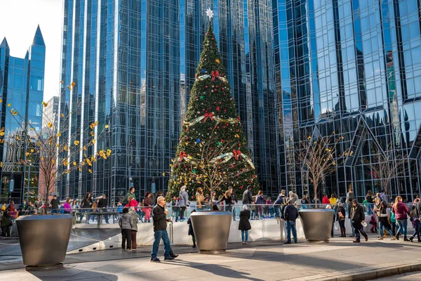 Pittsburgh Pensilvânia Eua Novembro 2018 Pista Patinação Gelo Livre Centro — Fotografia de Stock