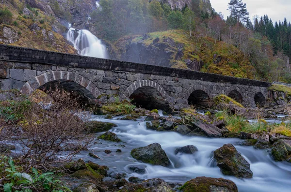 Latefoss Vodopád Nachází Obci Ullensvang Vestland County Norsko — Stock fotografie