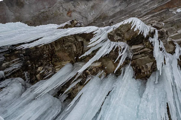 Frozen Awosting Falls Enormes Carámbanos Cuelgan Los Acantilados Minnewaska State — Foto de Stock