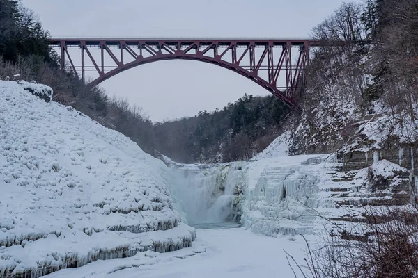 Cascadas Letchworth State Park Vista Durante Invierno Estados Unidos — Foto de Stock