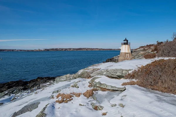 Castle Hill Lighthouse Newport Rhode Island Inverno Eua — Fotografia de Stock