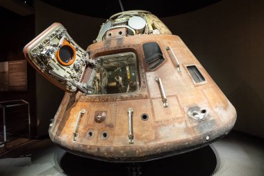 Cape Canaveral, Florida, ABD - Aralık 2021: Apollo 14 Komuta Modülü, Kennedy Uzay Merkezi, Merritt Adası, Florida. ABD