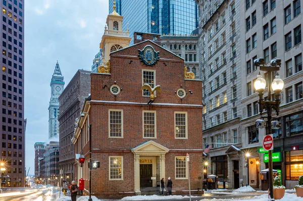 Boston Сша Грудня 2016 Старий Будинок Держави Хмарочосів Фінансового Району — стокове фото