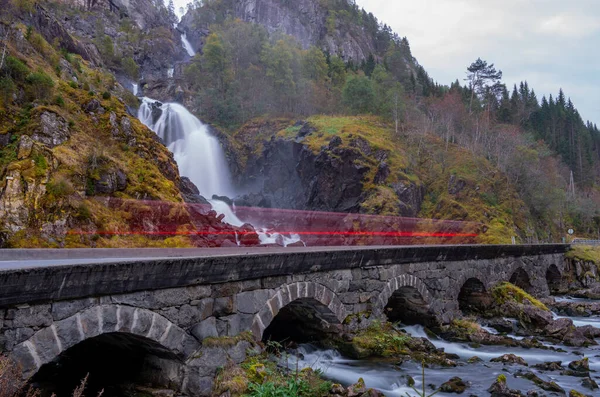 Latefoss Einer Der Größten Wasserfälle Norwegens — Stockfoto