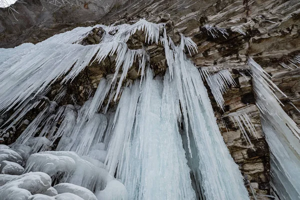 Frozen Awosting Falls Enormes Carámbanos Cuelgan Los Acantilados Minnewaska State — Foto de Stock