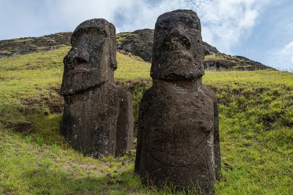 Moai Statuen Rano Raraku Vulkan Auf Der Osterinsel Rapa Nui — Stockfoto