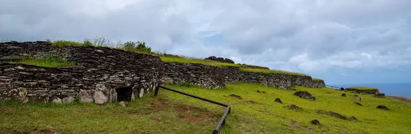 Ruinen Des Orongo Dorfes Auf Rapa Nui Osterinsel Chile Rundumblick — Stockfoto