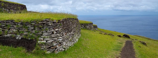 Ruinas Del Pueblo Orongo Rapa Nui Isla Pascua Chile —  Fotos de Stock