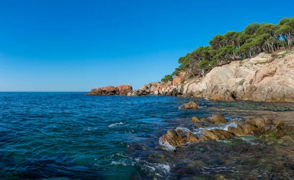 Palamos Costa Brava Girona Daki Cala Estreta Plajı Manzarası Katalonya — Stok fotoğraf