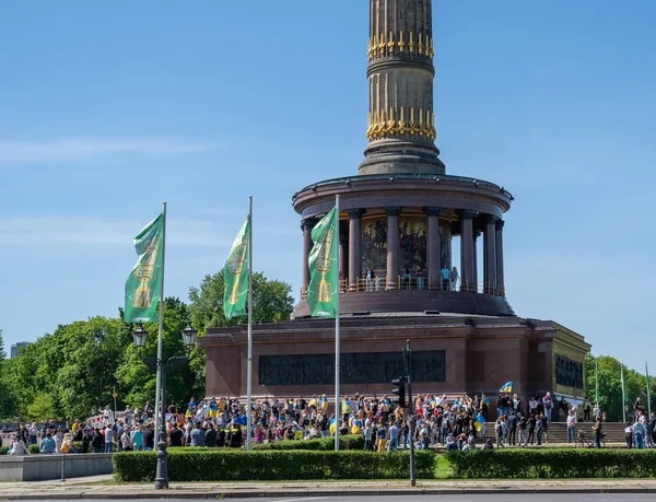 Берлін Німеччина 2022 Перемога Європі Антивоєнний Протест Біля Колони Перемоги — стокове фото