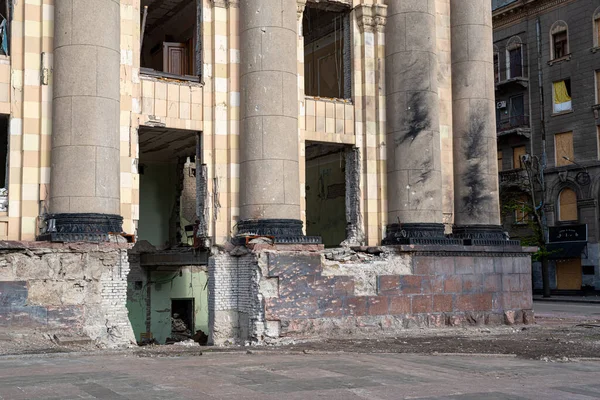 Kharkiv Ucraina Maggio 2022 Distrutta Costruzione Del Consiglio Dell Oblast — Foto Stock